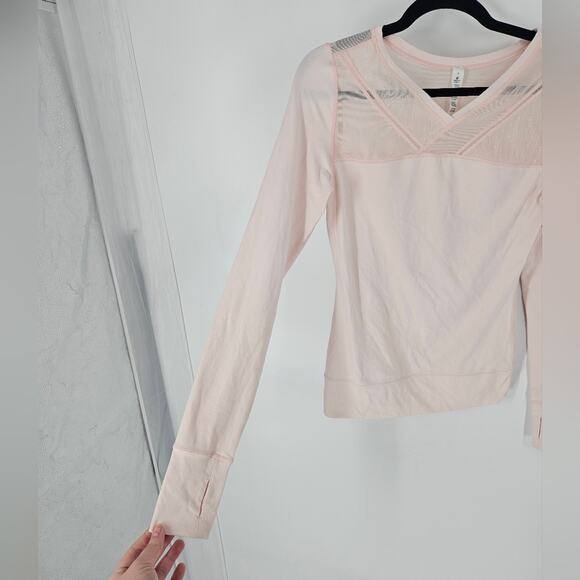 Lululemon Heathered Parfait Pink Just Breathe Long Sleeve 4 - Picture 4 of 9